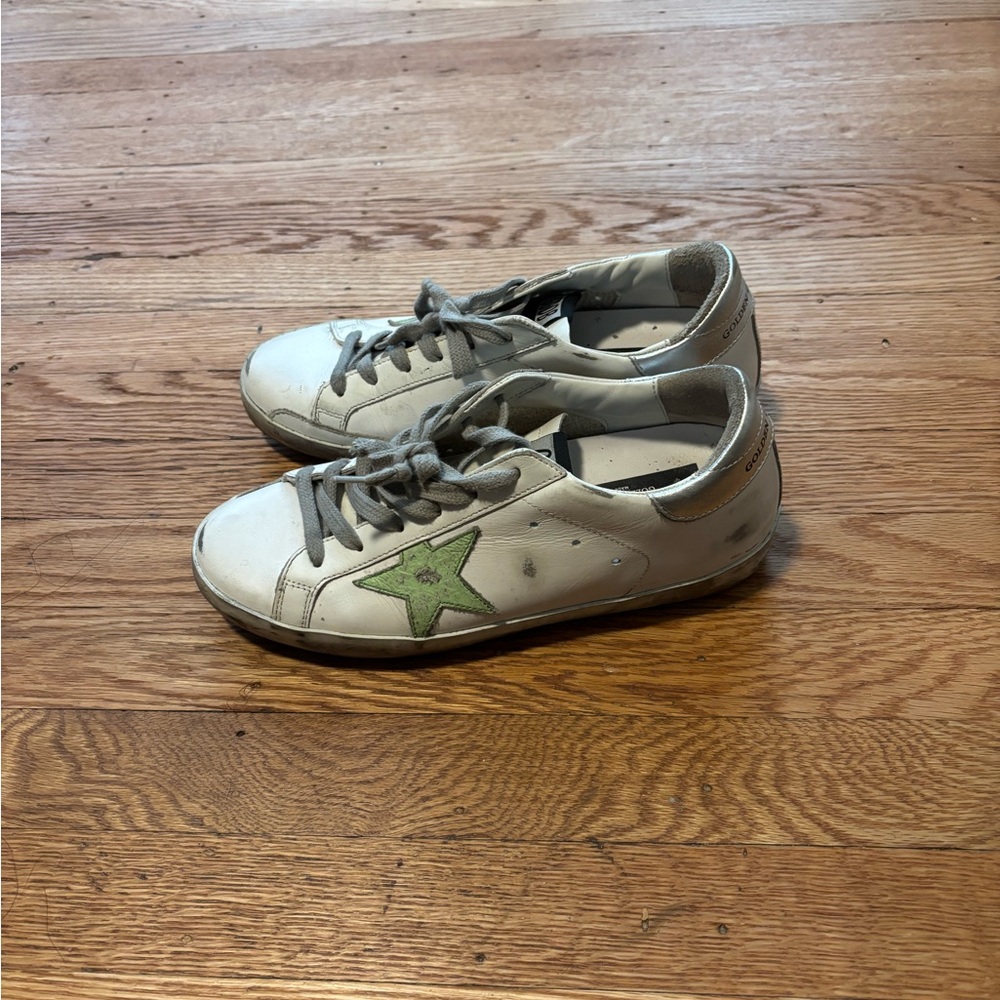 Golden Goose White and Green Sneakers - Picture 5 of 6